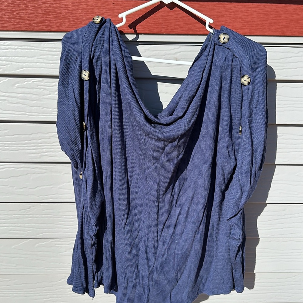 Adora Large Navy Wide Neck Top